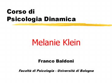Corso di Psicologia Dinamica