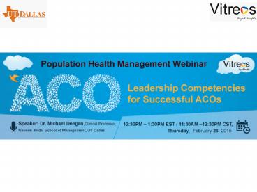 Population Health Management Webinar: Leadership Competencies for Successful ACOs