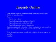 Jeopardy Outline