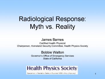 Radiological Response: Myth vs. Reality