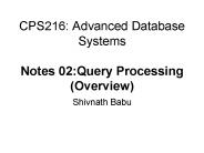 CPS216: Advanced Database Systems Notes 02:Query Processing (Overview)