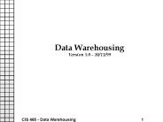 Data Warehousing Version 5.0 - 10/13/99