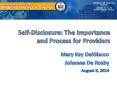 Self-Disclosure: The Importance and Process for Providers PowerPoint PPT Presentation