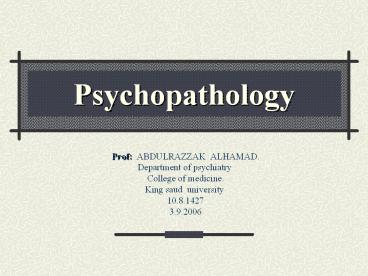 Psychopathology