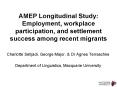 AMEP Longitudinal Study: Employment, workplace participation, and settlement success among recent migrants PowerPoint PPT Presentation