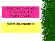INTRODUCTION AND APPROACH TO PERSONALITY