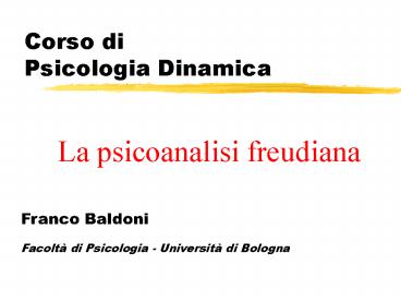 Corso di Psicologia Dinamica