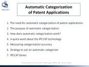 Automatic Categorization of Patent Applications