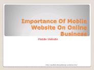 Importance Of Mobile Website On Online Business