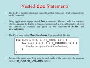 Nested for Statements