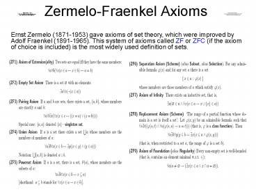 Zermelo-Fraenkel Axioms