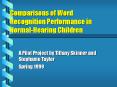 Comparisons of Word Recognition Performance in Normal-Hearing Children PowerPoint PPT Presentation
