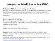 Integrative Medicine in PsycINFO