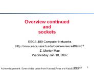 Overview continued and sockets