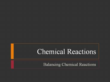 Chemical Reactions