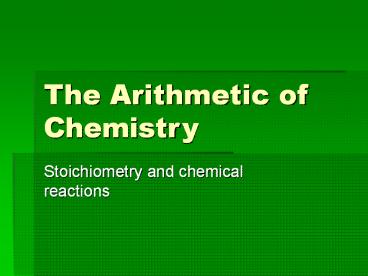 The Arithmetic of Chemistry