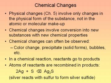 Chemical Changes