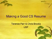 Making a Good CS Resume