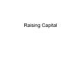 Raising Capital PowerPoint PPT Presentation