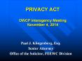 PRIVACY ACT OWCP Interagency Meeting November 4, 2014 PowerPoint PPT Presentation