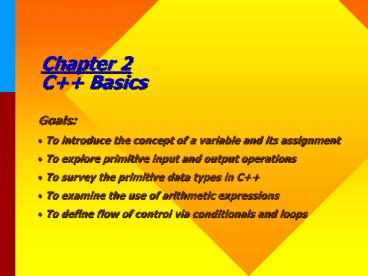 Chapter 2 C   Basics