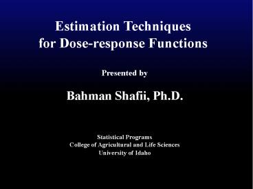 Estimation Techniques