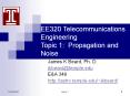 EE320 Telecommunications Engineering Topic 1: Propagation and Noise PowerPoint PPT Presentation