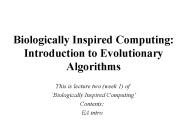 Biologically Inspired Computing:  Introduction to Evolutionary Algorithms
