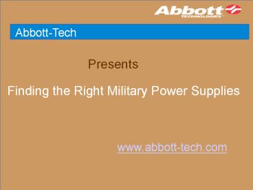 Finding the Right Military Power Supplies