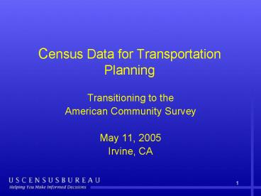 Census Data for Transportation Planning