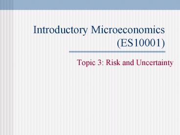 Introductory Microeconomics (ES10001)