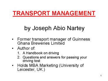 TRANSPORT MANAGEMENT