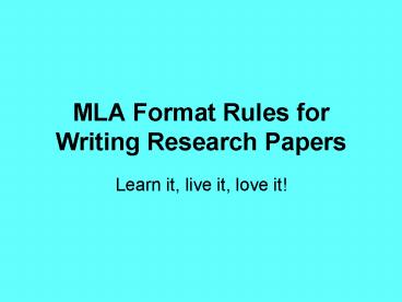 MLA Format Rules for Writing Research Papers