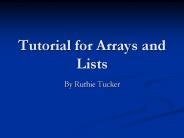 Tutorial for Arrays and Lists