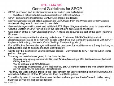General Guidelines for SPOP