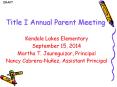 Title I Annual Parent Meeting PowerPoint PPT Presentation