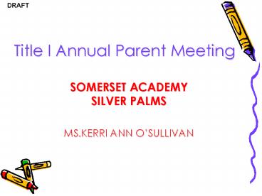 Title I Annual Parent Meeting