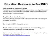 Education Resources in PsycINFO