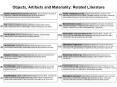 Objects, Artifacts and Materiality: Related Literature PowerPoint PPT Presentation
