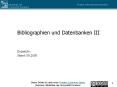 Bibliographien und Datenbanken III PowerPoint PPT Presentation