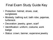 Final Exam Study Guide Key