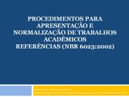 Procedimentos para apresenta