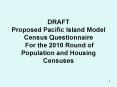 DRAFT Proposed Pacific Island Model Census Questionnaire For the 2010 Round of Population and Housing Censuses PowerPoint PPT Presentation