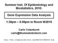 Summer Inst. Of Epidemiology and Biostatistics, 2010: Gene Expression Data Analysis 1:30pm  PowerPoint PPT Presentation