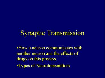 Synaptic Transmission