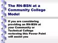 The RN-BSN at a Community College Model PowerPoint PPT Presentation