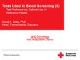 Tests Used In Blood Screening (II) Test Performance; Optimal Use of Reference Panels PowerPoint PPT Presentation