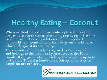 Healthy Eating – Coconut