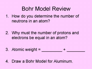 Bohr Model Review
