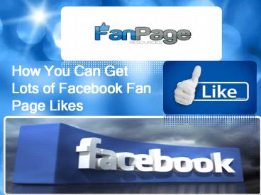 How To Get Facebook Fan Page Likes